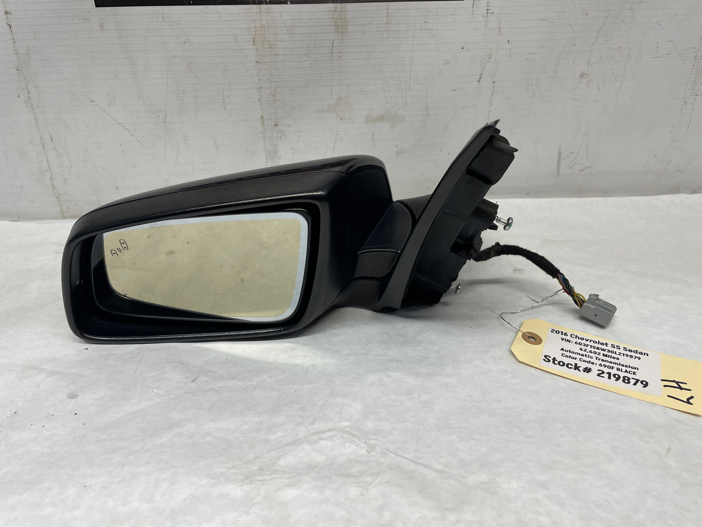 2016 Chevy SS Sedan LH Driver Exterior Out Side Mirror Black OEM - Day's Parts Yard