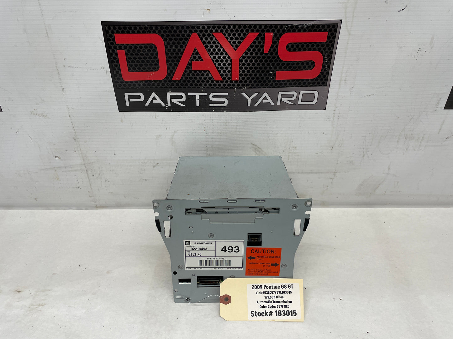2009 Pontiac G8 GT Radio Stereo Receiver Control Head Unit OEM - Day's Parts Yard