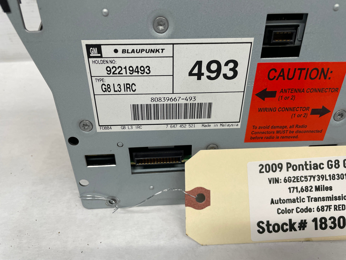 2009 Pontiac G8 GT Radio Stereo Receiver Control Head Unit OEM - Day's Parts Yard