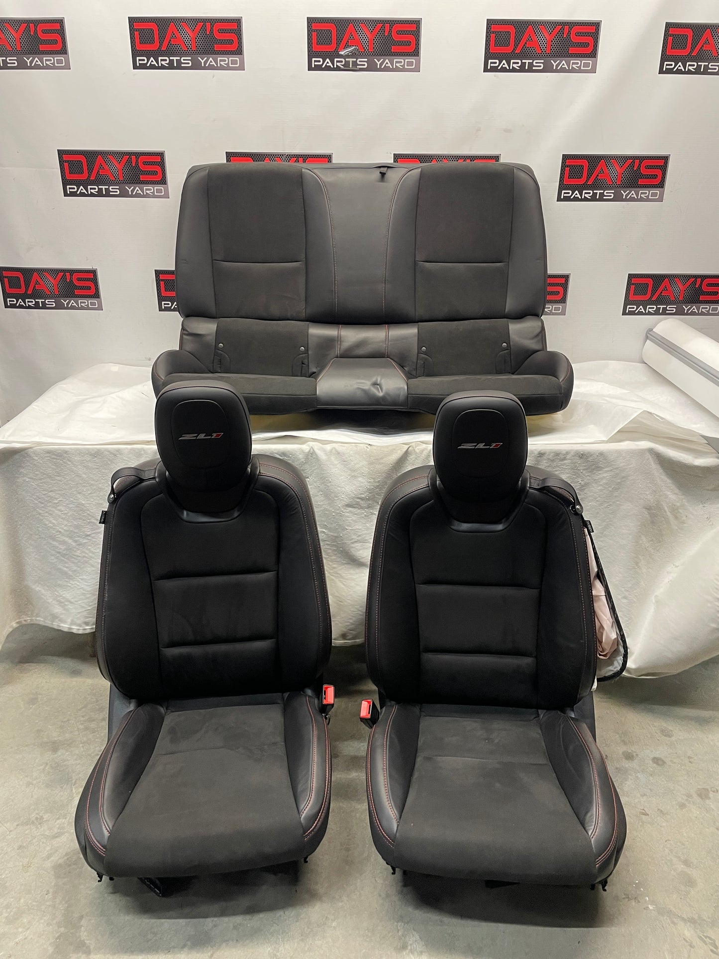 2013 Chevy Camaro ZL1 Seats Fronts and Rears Black Leather and Suede OEM - Day's Parts Yard