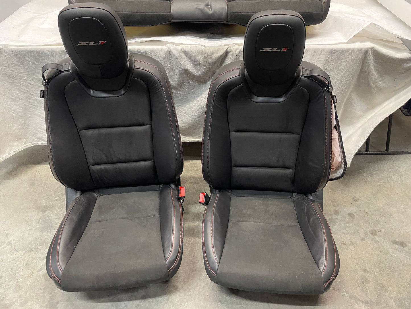 2013 Chevy Camaro ZL1 Seats Fronts and Rears Black Leather and Suede OEM - Day's Parts Yard