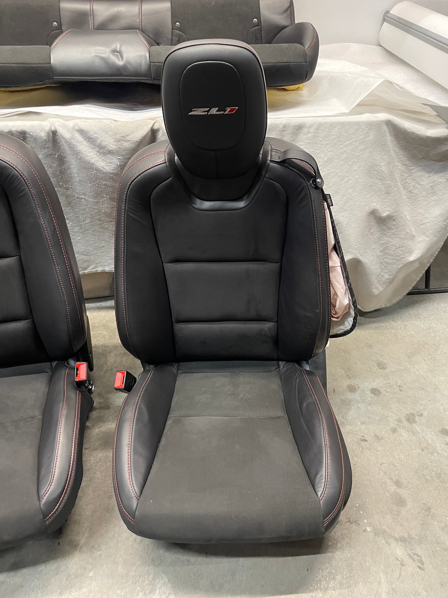2013 Chevy Camaro ZL1 Seats Fronts and Rears Black Leather and Suede OEM - Day's Parts Yard