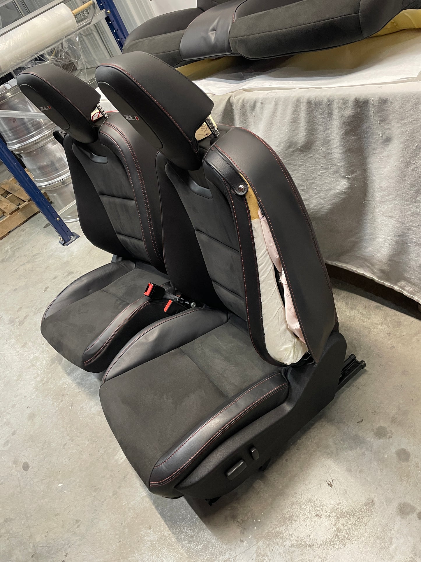 2013 Chevy Camaro ZL1 Seats Fronts and Rears Black Leather and Suede OEM - Day's Parts Yard