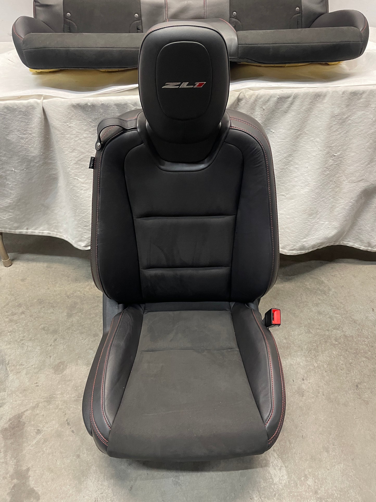 2013 Chevy Camaro ZL1 Seats Fronts and Rears Black Leather and Suede OEM - Day's Parts Yard