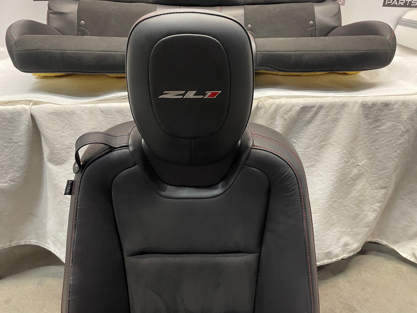2013 Chevy Camaro ZL1 Seats Fronts and Rears Black Leather and Suede OEM - Day's Parts Yard