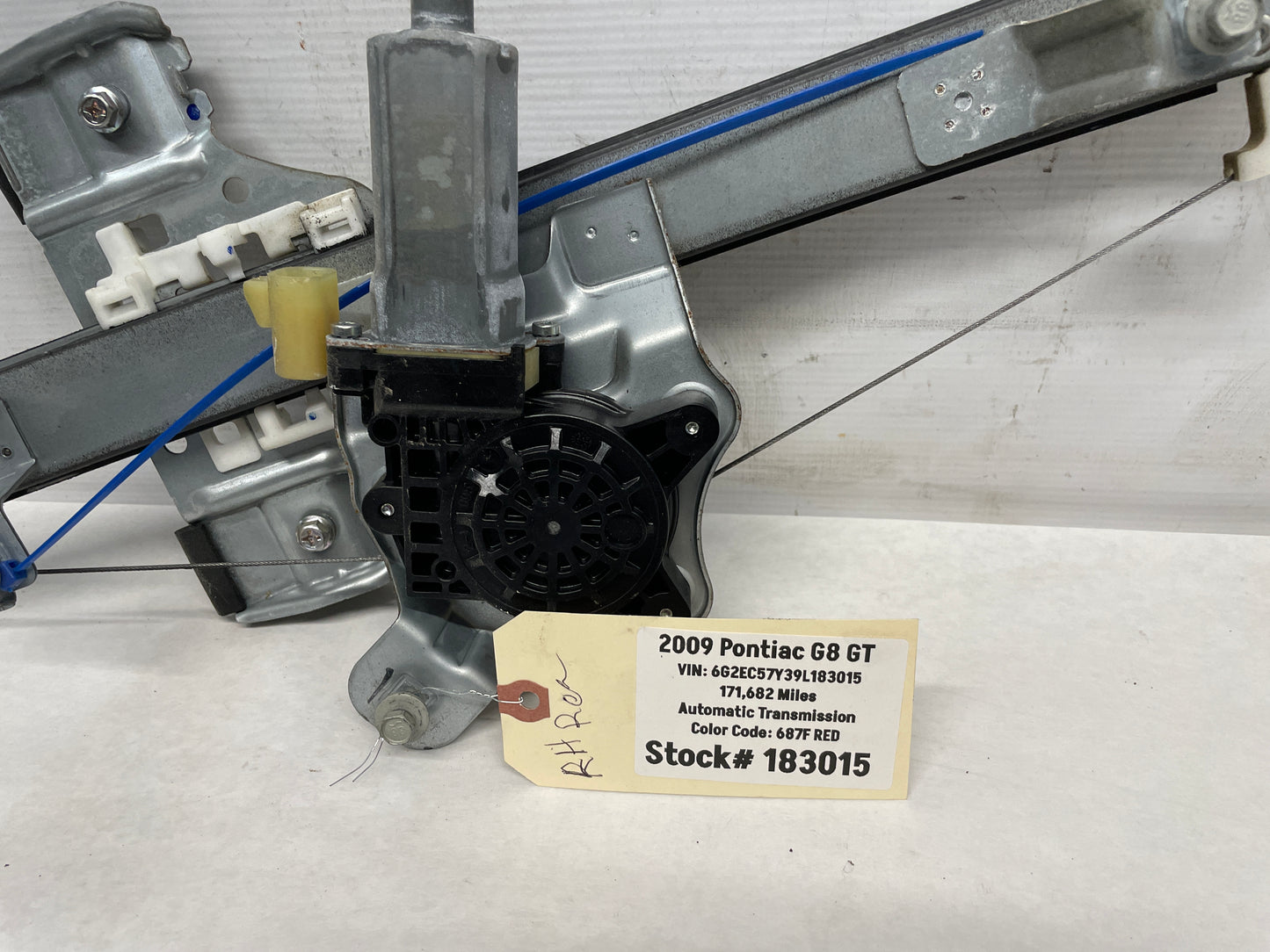 2009 Pontiac G8 GT RH Passenger Rear Door Window Regulator Motor OEM - Day's Parts Yard