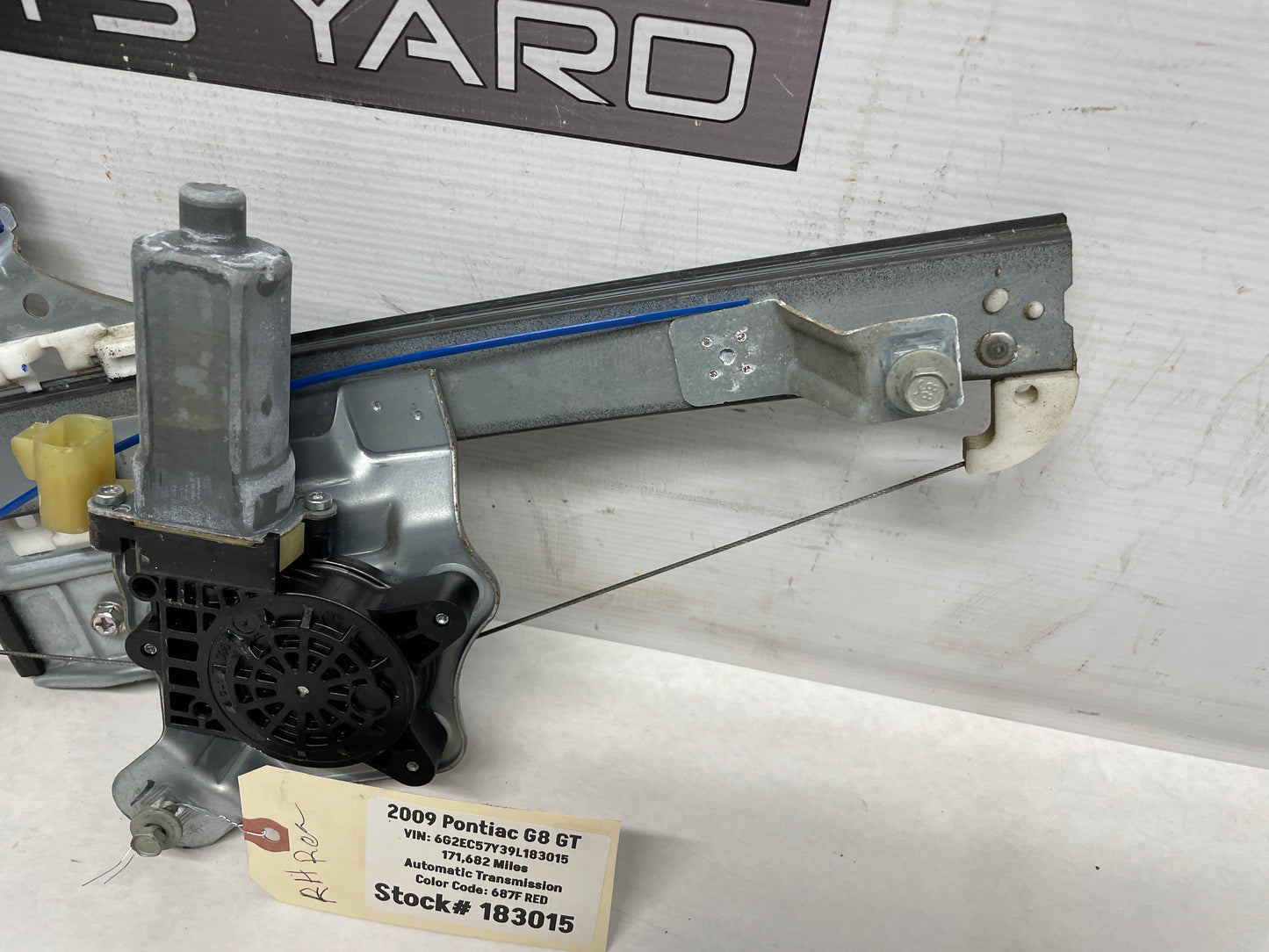 2009 Pontiac G8 GT RH Passenger Rear Door Window Regulator Motor OEM - Day's Parts Yard