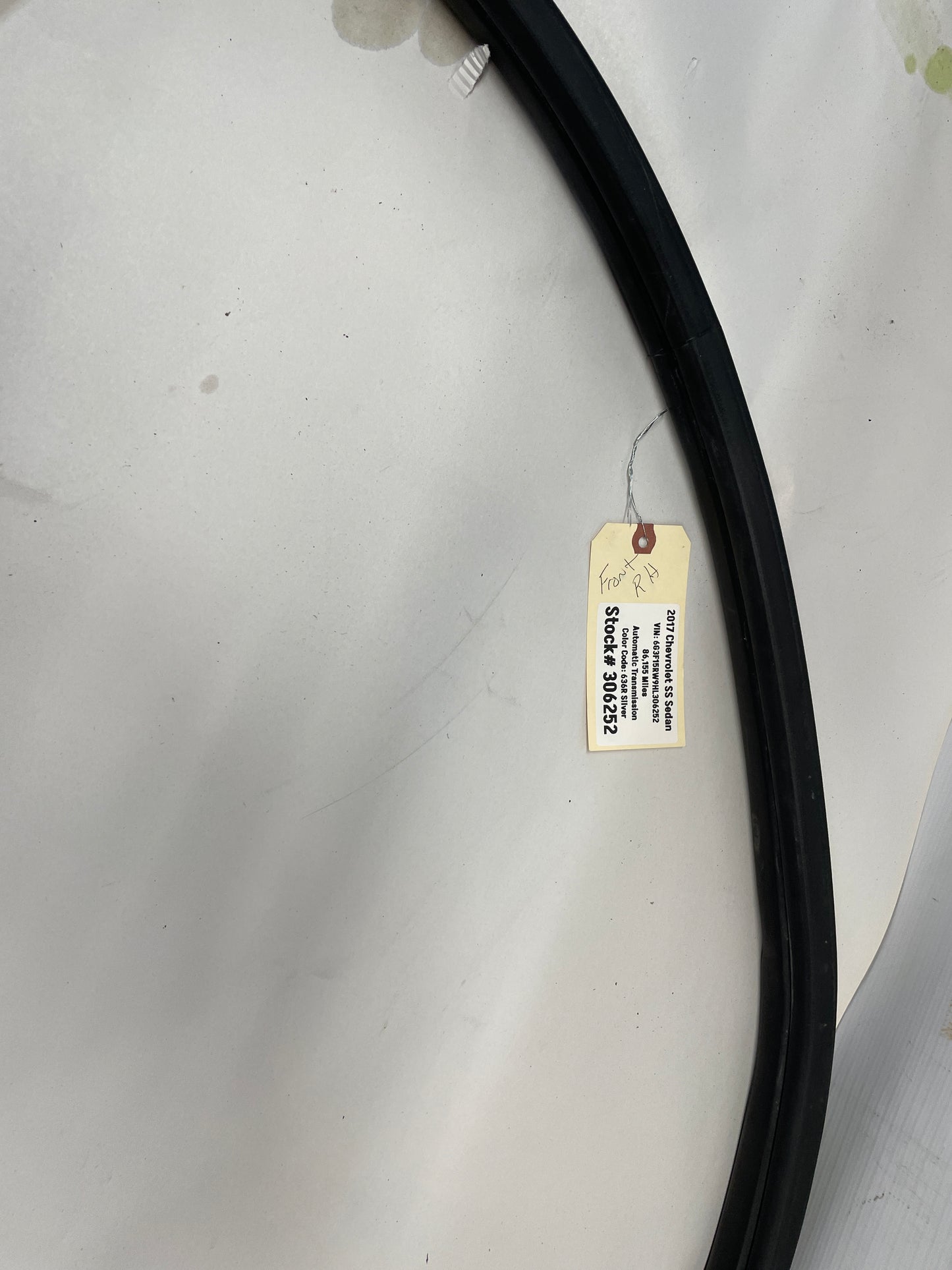 2017 Chevy SS Sedan RH Passenger Front Door Rubber Weather Strip OEM - Day's Parts Yard