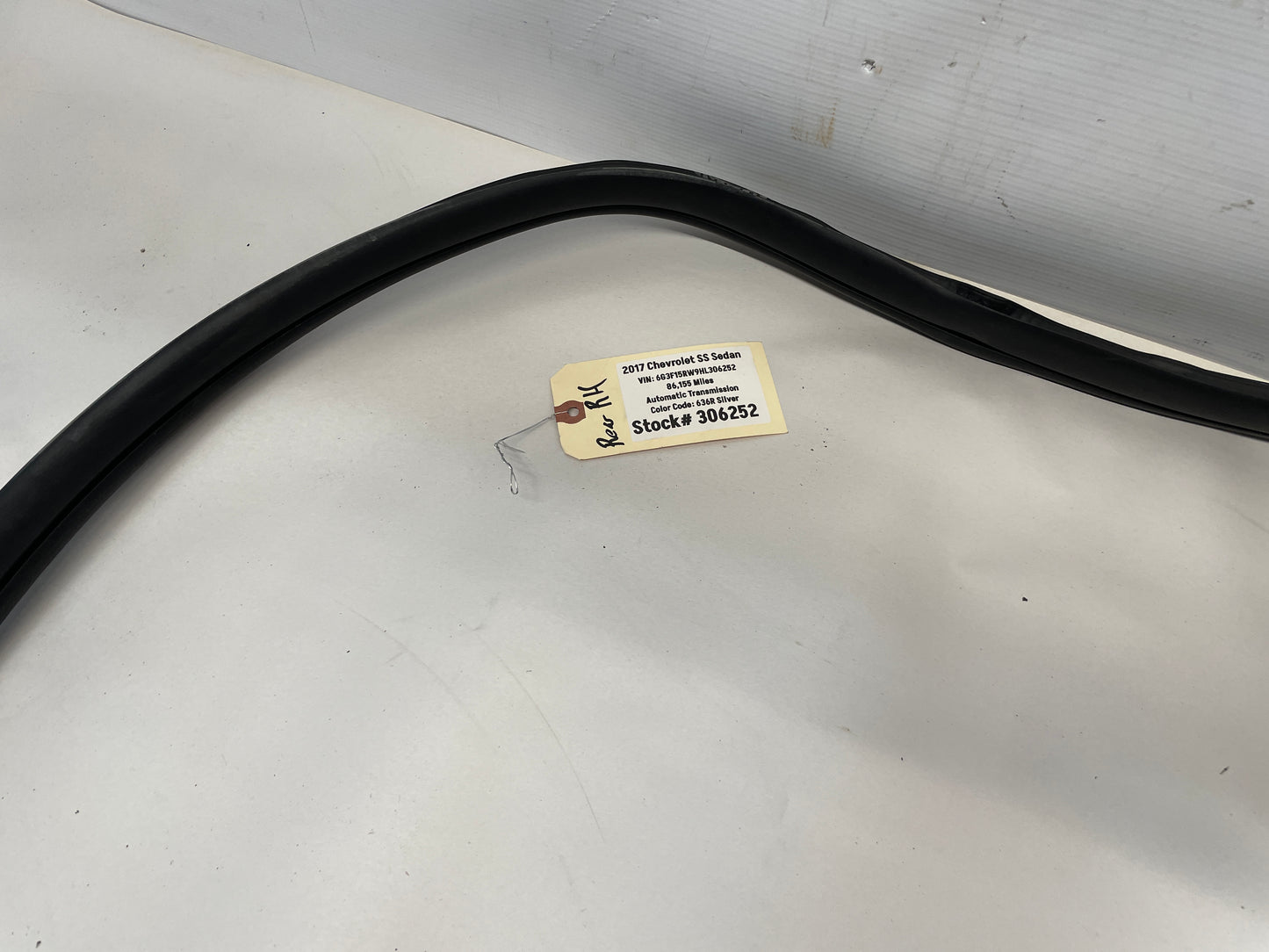 2017 Chevy SS Sedan RH Passenger Rear Door Rubber Weather Strip OEM - Day's Parts Yard