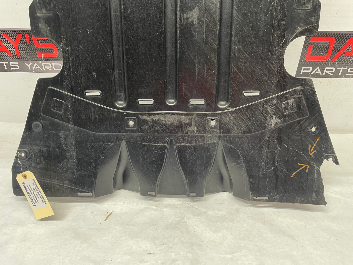2013 Chevy Camaro ZL1 Lower Front Air Dam Undertray Baffle Panel OEM DAMAGED - Day's Parts Yard