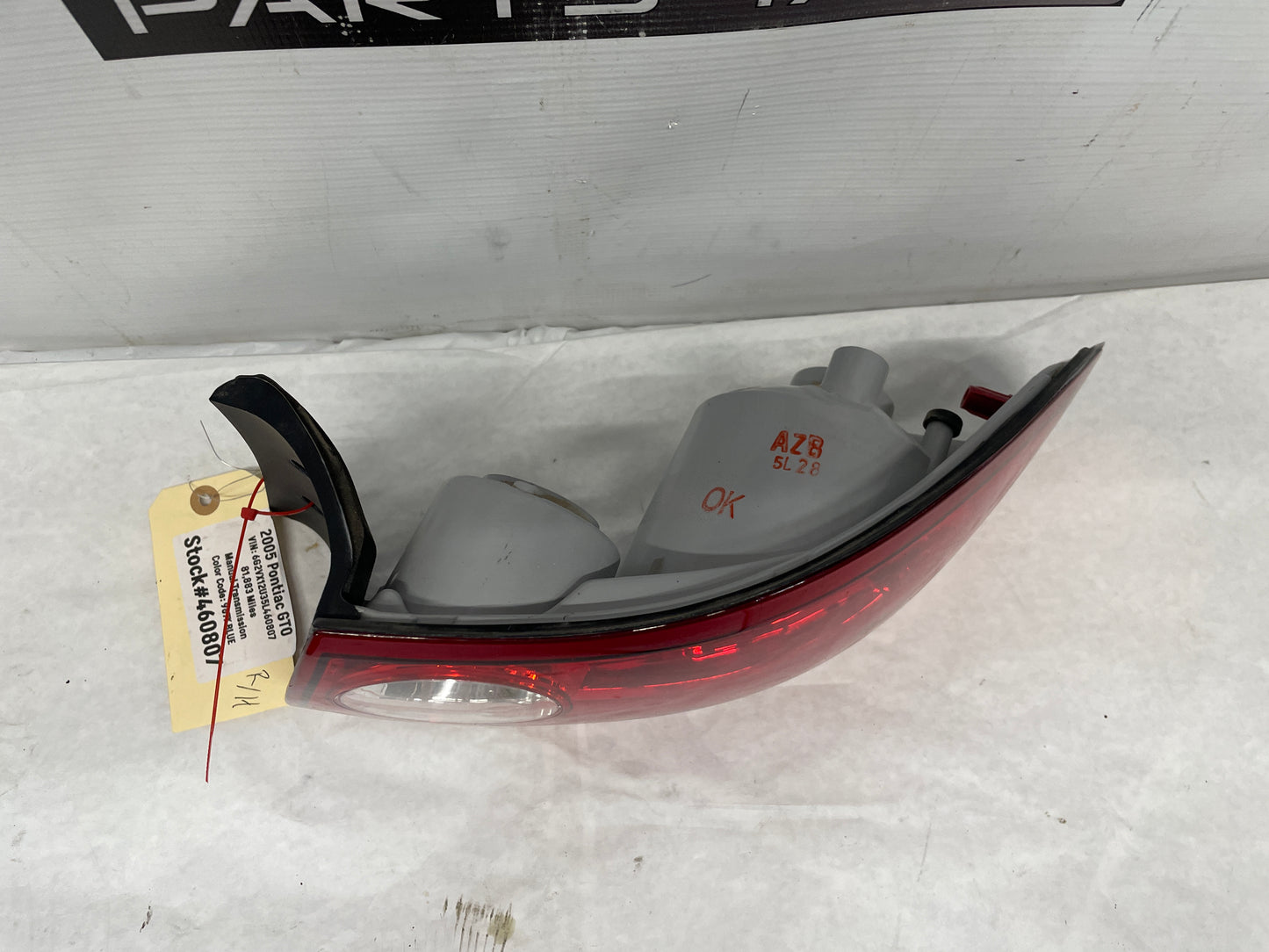 2005 Pontiac GTO RH Passenger Tail Light Taillight Lamp OEM - Day's Parts Yard