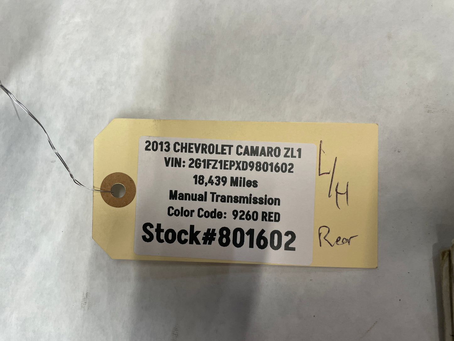 2013 Chevy Camaro ZL1 LH Driver Rear Fender Wheel Well Liner OEM - Day's Parts Yard