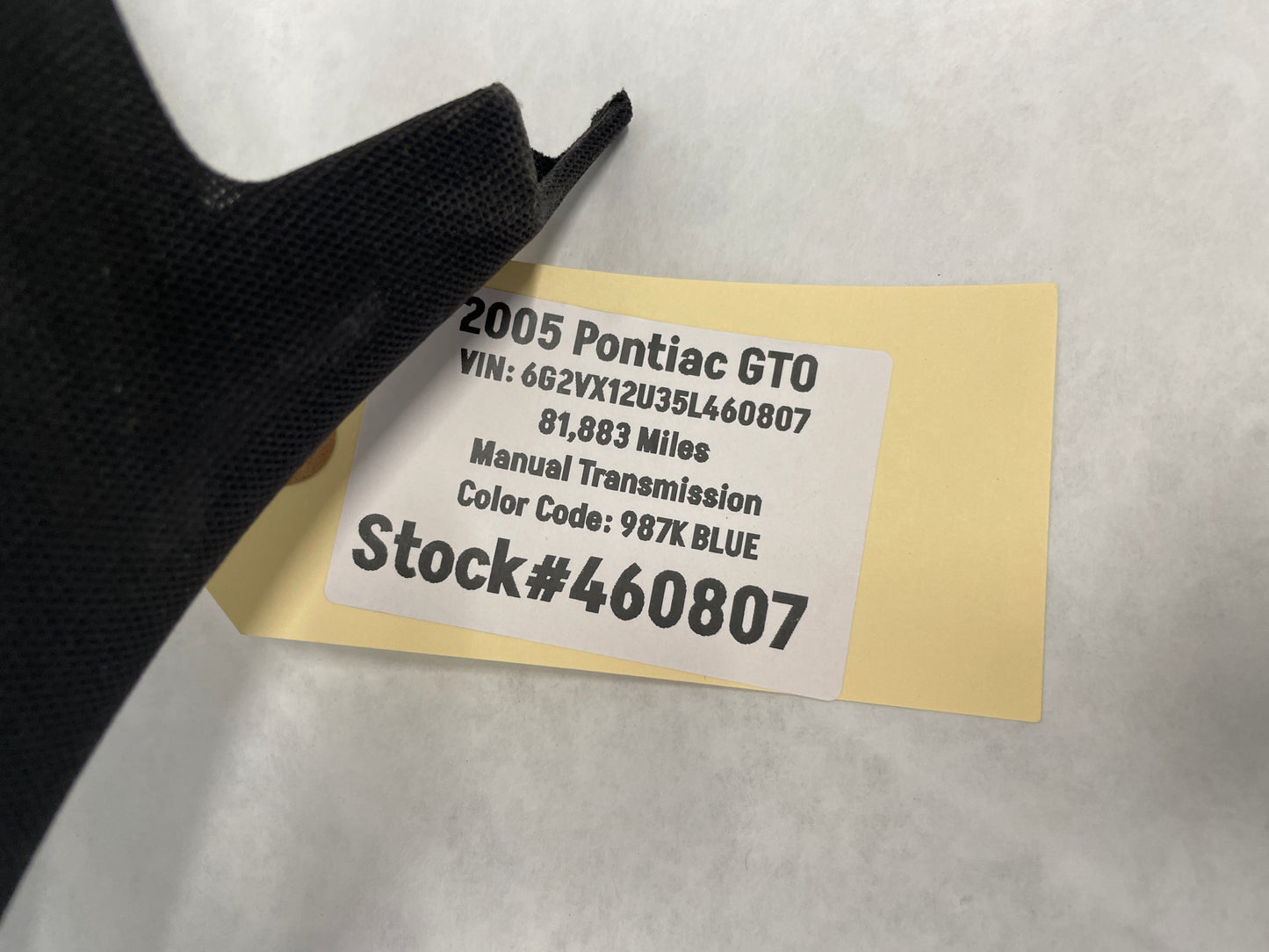 2005 Pontiac GTO LH Driver Windshield Interior A Pillar Trim Top Roof Cover Panel OEM - Day's Parts Yard
