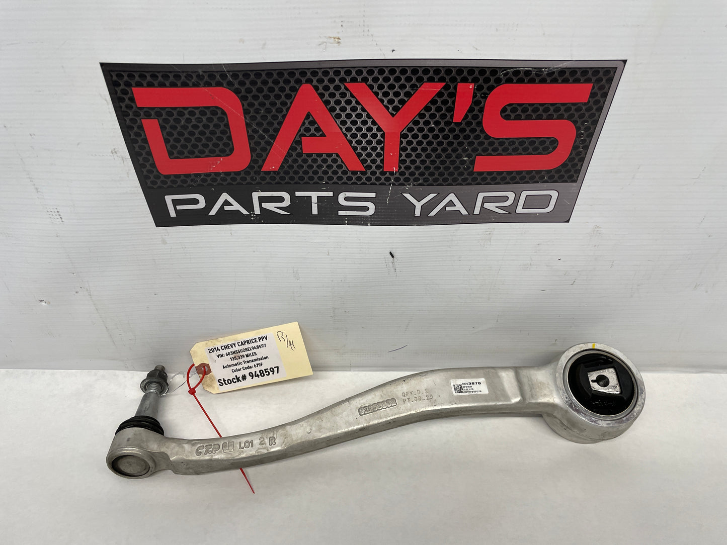2014 Chevy Caprice PPV RH Passenger Front Lower Control Arm OEM - Day's Parts Yard