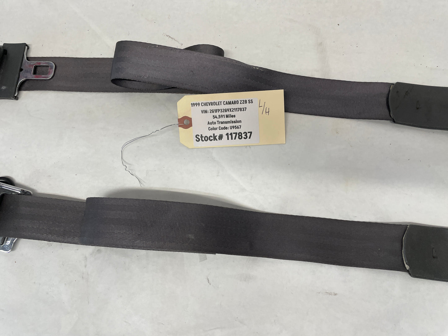 1999 Chevy Camaro Z28 SS Convertible Front Seatbelts Seat Belts Retractors Buckles Grey Gray OEM - Day's Parts Yard