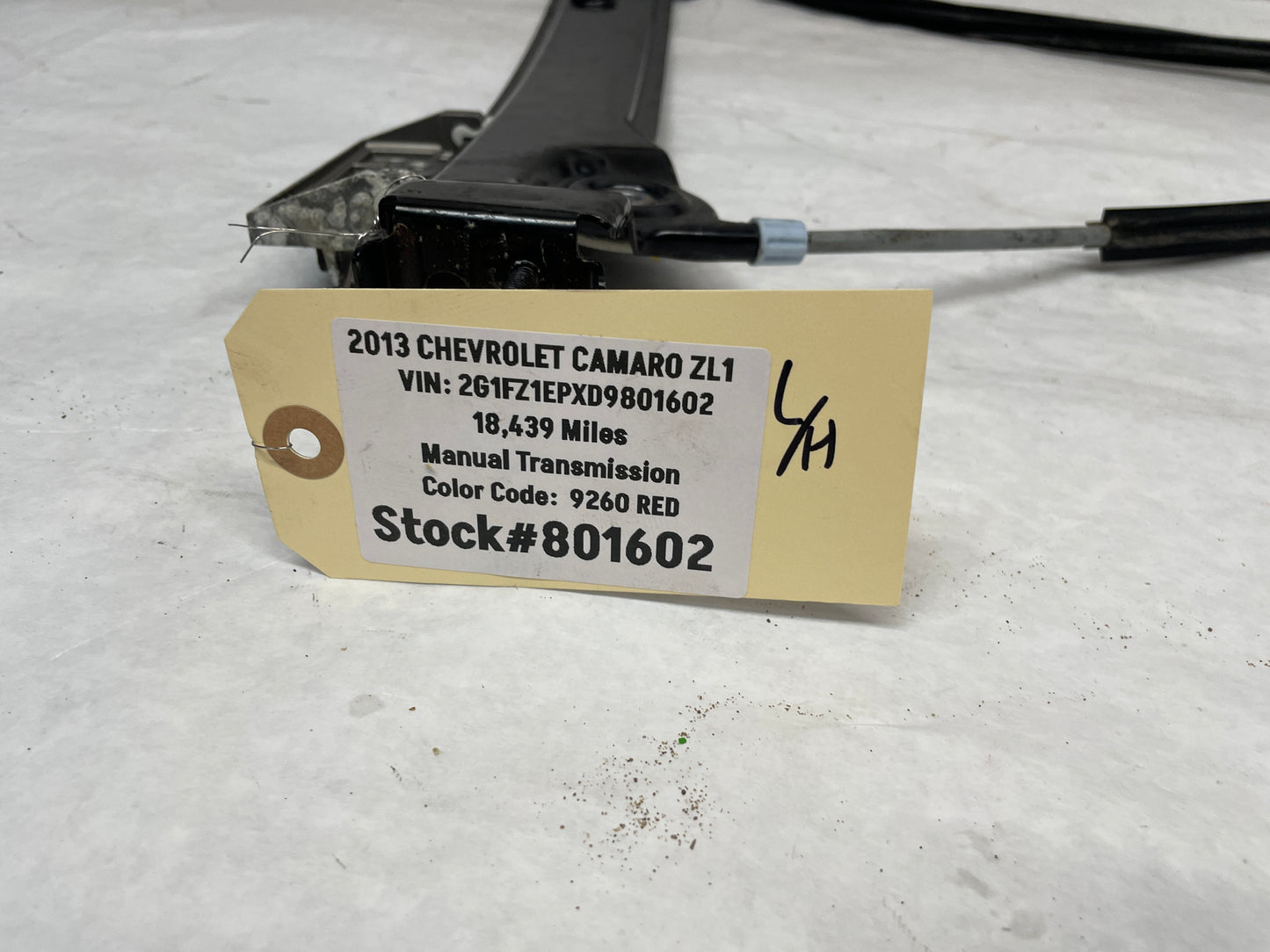 2013 Chevy Camaro ZL1 LH Driver Front Window Regulator w/ Motor OEM - Day's Parts Yard