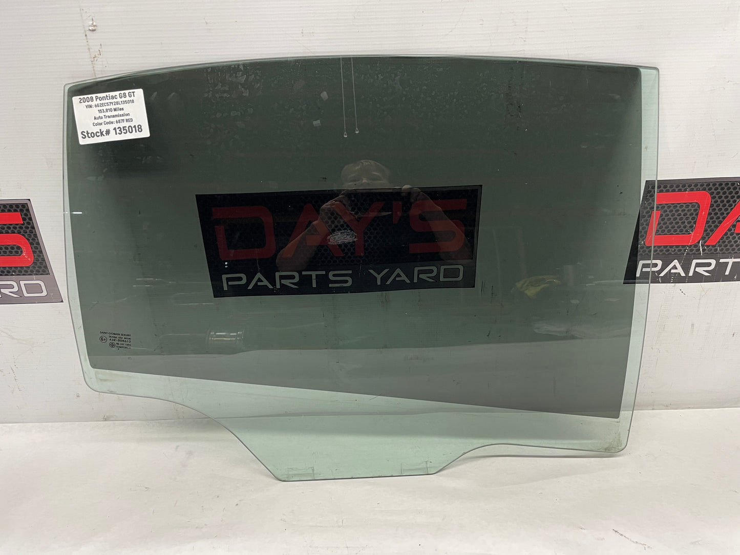 2008 Pontiac G8 GT RH Passenger Rear Door Glass OEM - Day's Parts Yard