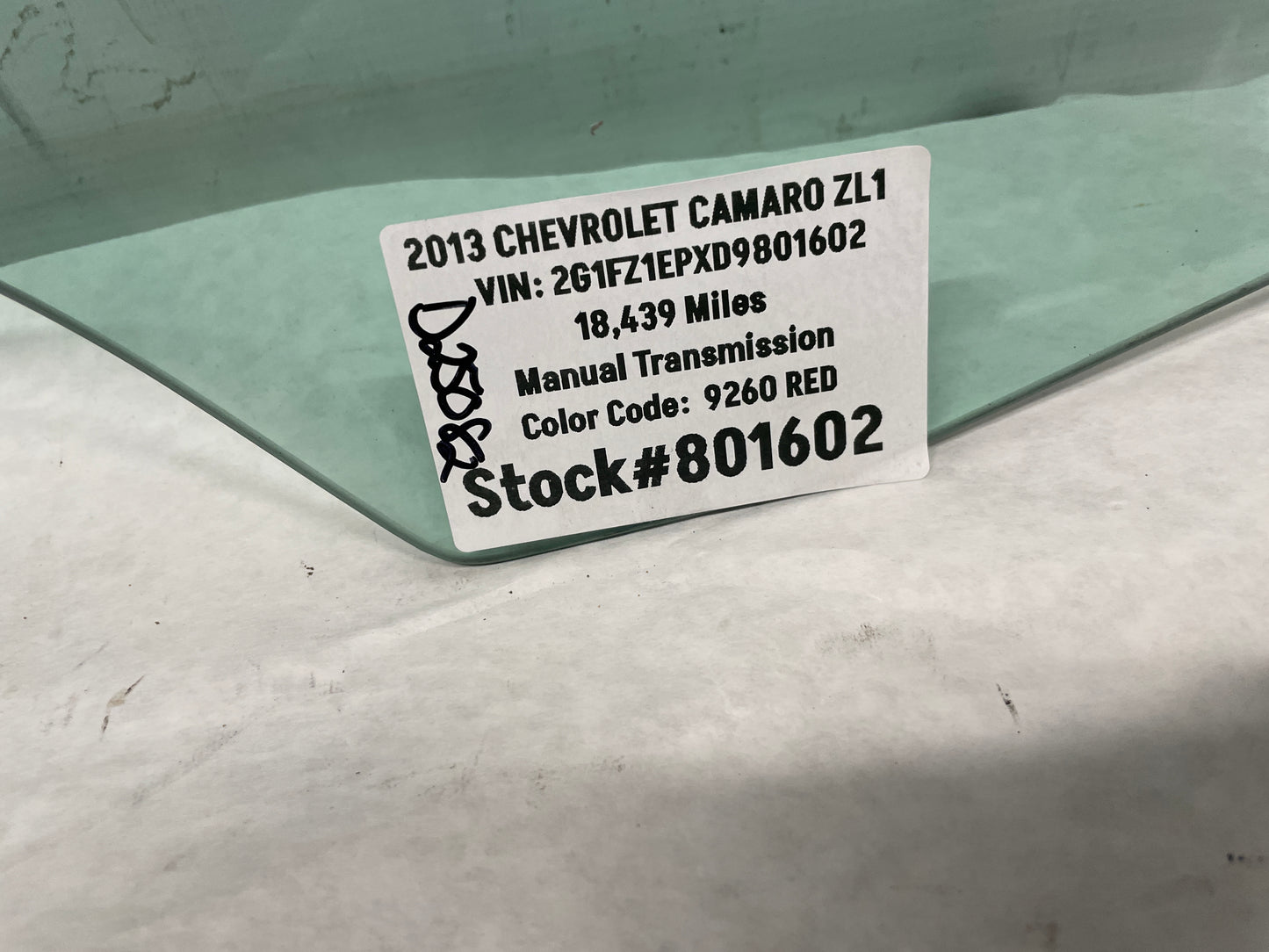 2013 Chevy Camaro ZL1 RH Passenger Window Glass OEM - Day's Parts Yard