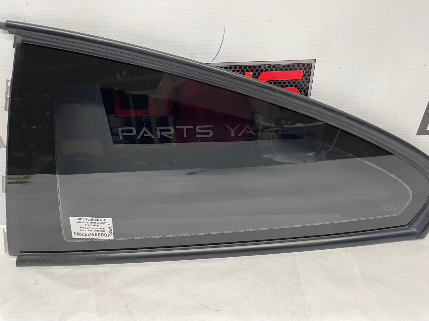 2005 Pontiac GTO LH Driver Rear Quarter Window Glass OEM - Day's Parts Yard