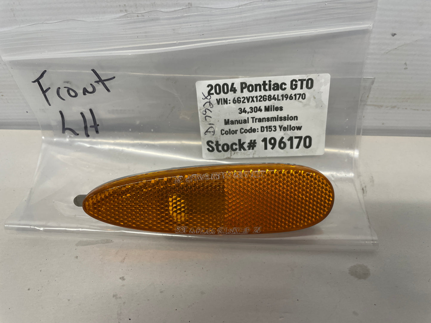 2004 Pontiac GTO Front Bumper LH Driver Turn Signal Side Marker Light OEM - Day's Parts Yard