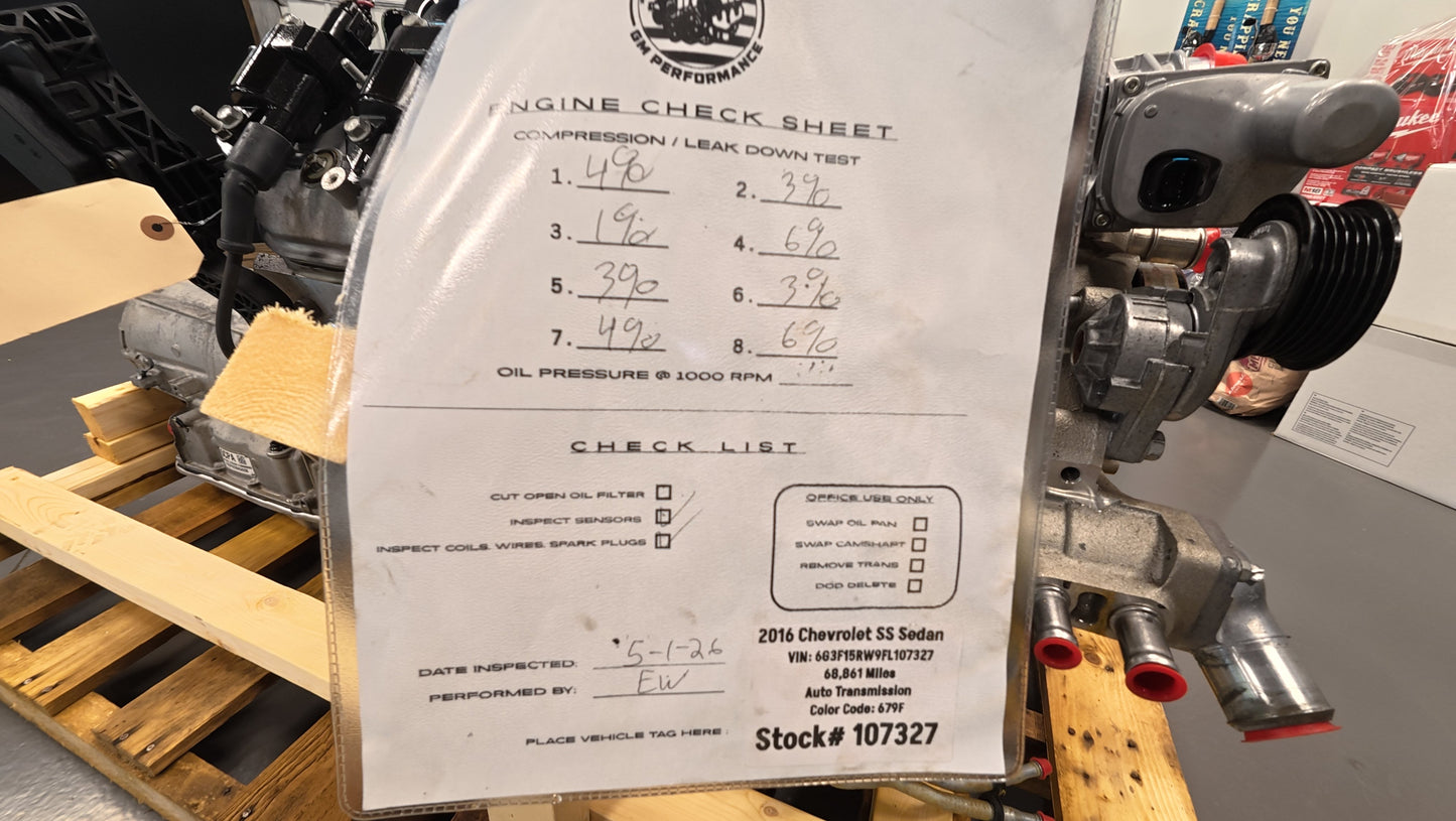 6.2L LS3 Engine 6L80 Automatic Transmission Drivetrain Pullout 415HP 68K - Day's Parts Yard