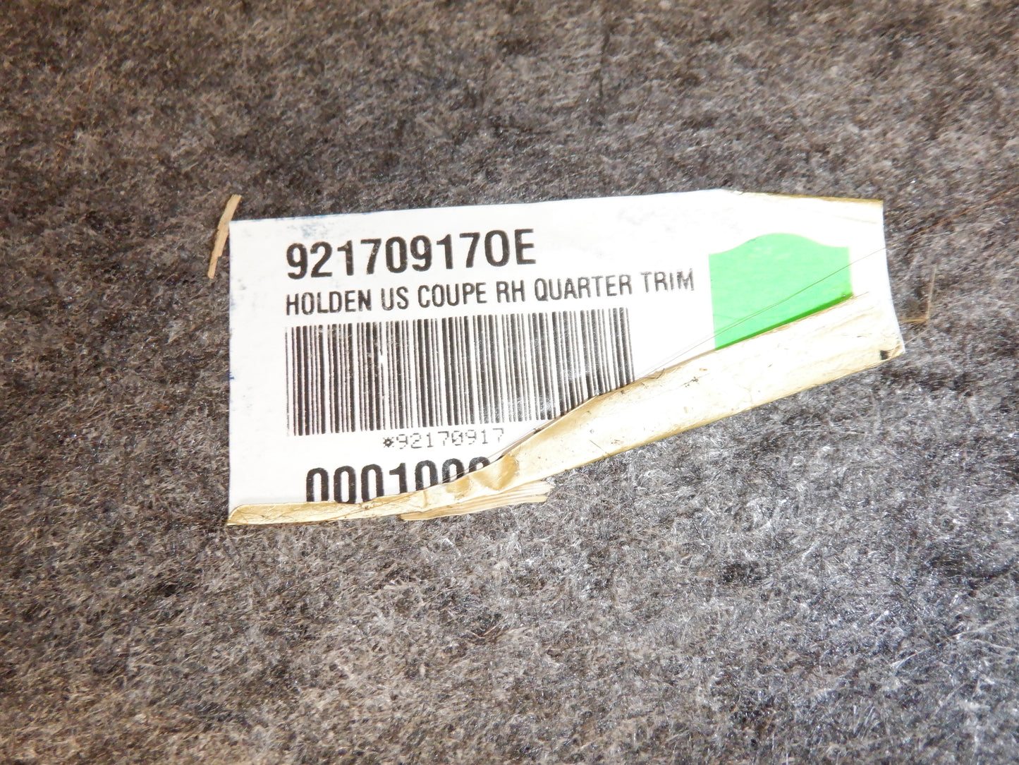 2006 Pontiac GTO RH Passenger Quarter Trunk Trim Side Carpet Liner 92170917 OEM - Day's Parts Yard