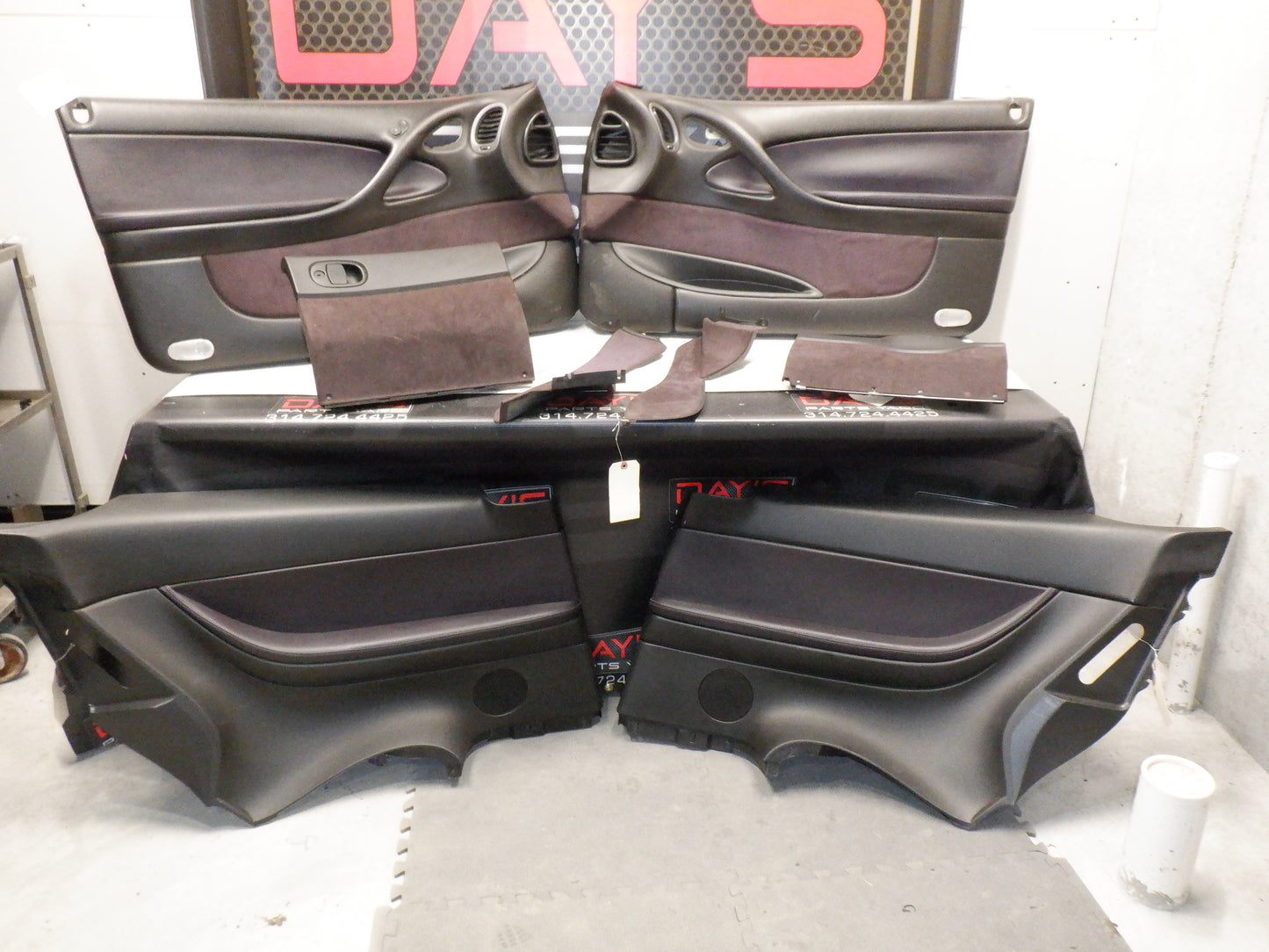 2004 Pontiac GTO 8PC Set Front Door Panels, Rear Door Panels, Glove Box, Knee Booster, Side Console PC Purple OEM - Day's Parts Yard