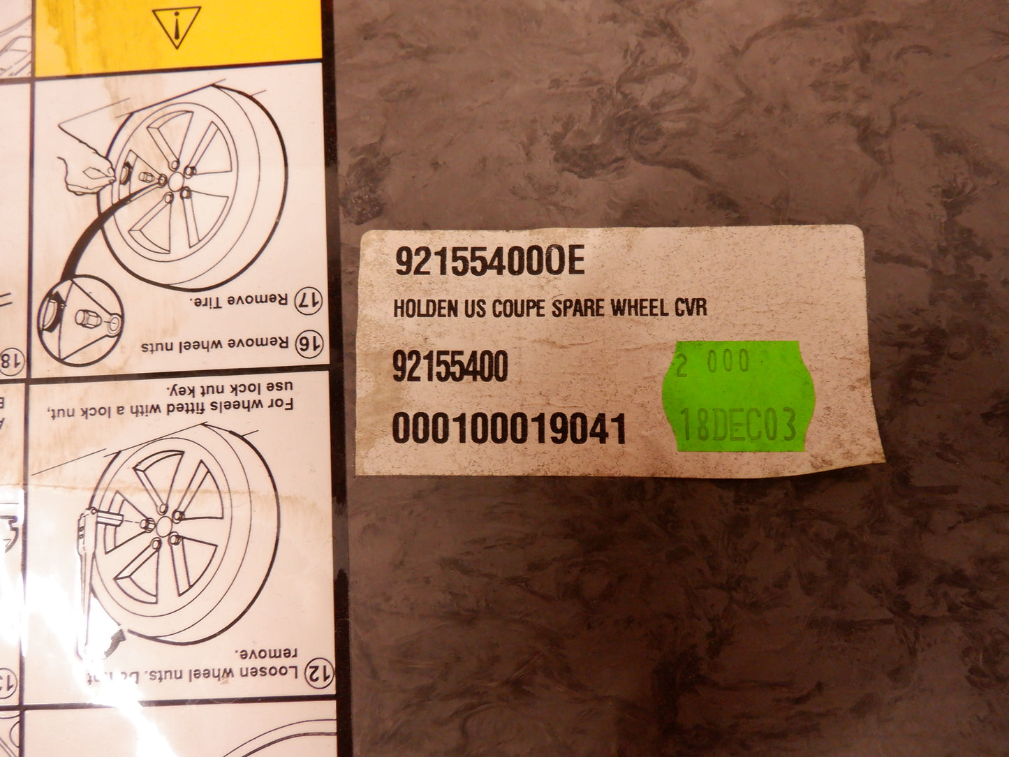 2004 Pontiac GTO Spare Tire Wheel Cover Carpet Liner 92155400 OEM - Day's Parts Yard
