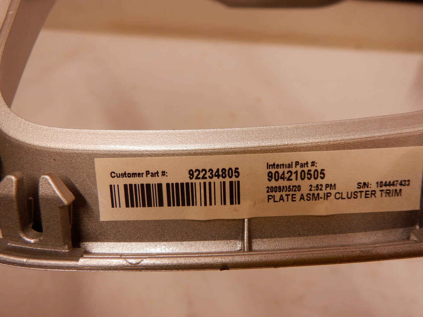 2010 Chevy Camaro SS Gauge Bezel Trim 92234805 OEM - Day's Parts Yard
