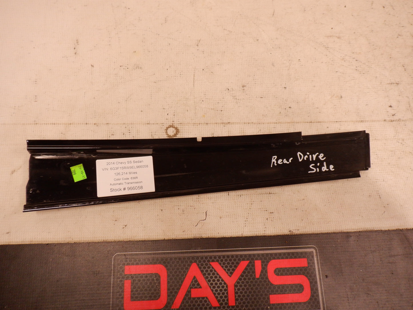 2014 Chevy SS Sedan LH Diver Rear Black Pillar Post Door Cover OEM - Day's Parts Yard