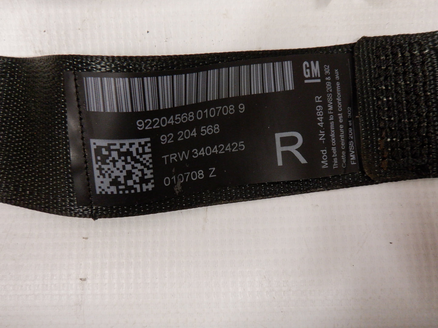 2009 Pontiac G8 Rear Right Seat Belt Assembly 92204568 OEM - Day's Parts Yard