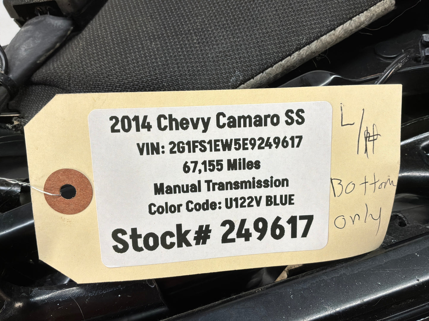 2014 Chevy Camaro LH Driver Front Seat Bottom Black Clothe OEM