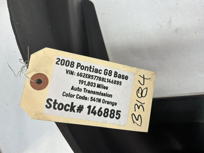 2008 Pontiac G8 Base LH Driver Rear Fender Wheelhouse Well Liner OEM