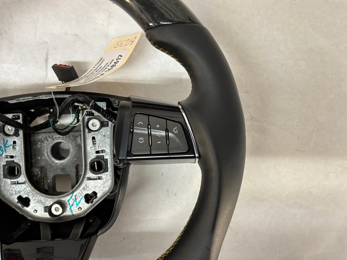 2011 Cadillac CTS-V Coupe Carbon Fiver Steering Wheel Black Leather w/ Saffron Stripe OEM