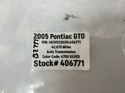2005 Pontiac GTO Owners Manual Booklet Book OEM