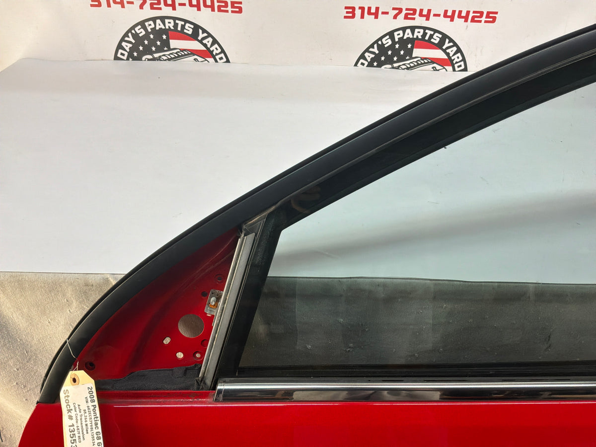 2008 Pontiac G8 GT LH Driver Front Exterior Outside Door Red OEM