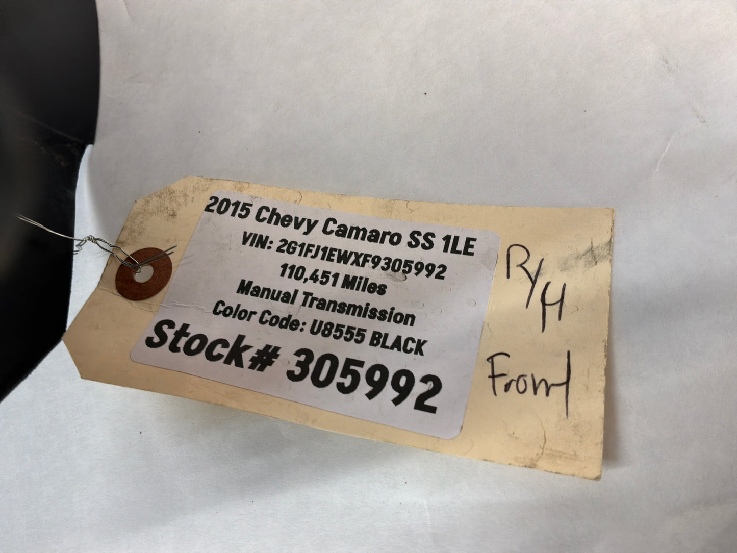 2015 Chevy Camaro SS 1LE RH Passenger Front Fender Wheel House Well Liner OEM