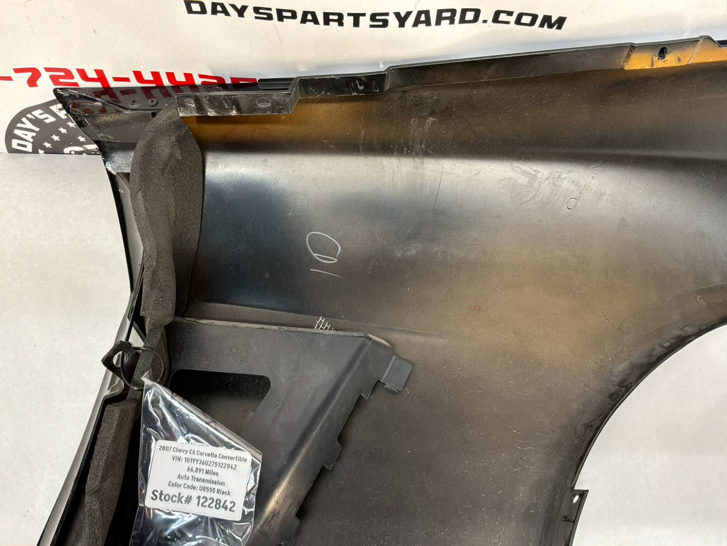2007 C6 Corvette Convertible LH Driver Front Fender Black OEM