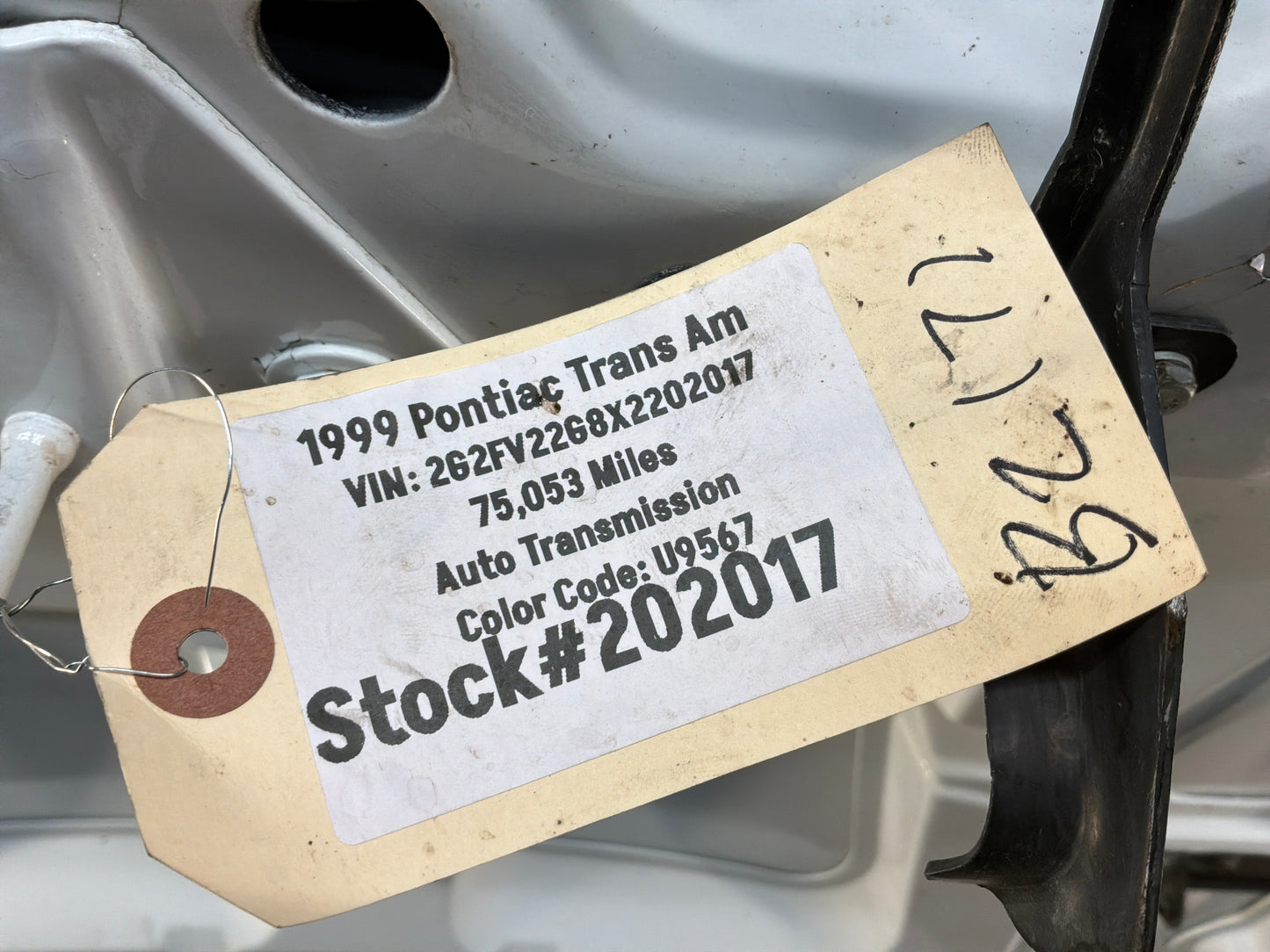 1999 Pontiac Trans Am WS6 Ram Air Hood Assembly White OEM