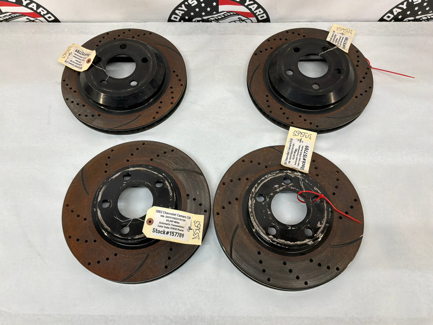 2002 Chevy Camaro Z28 Front and Rear Rotors Drilled and Slotted Rotors OEM