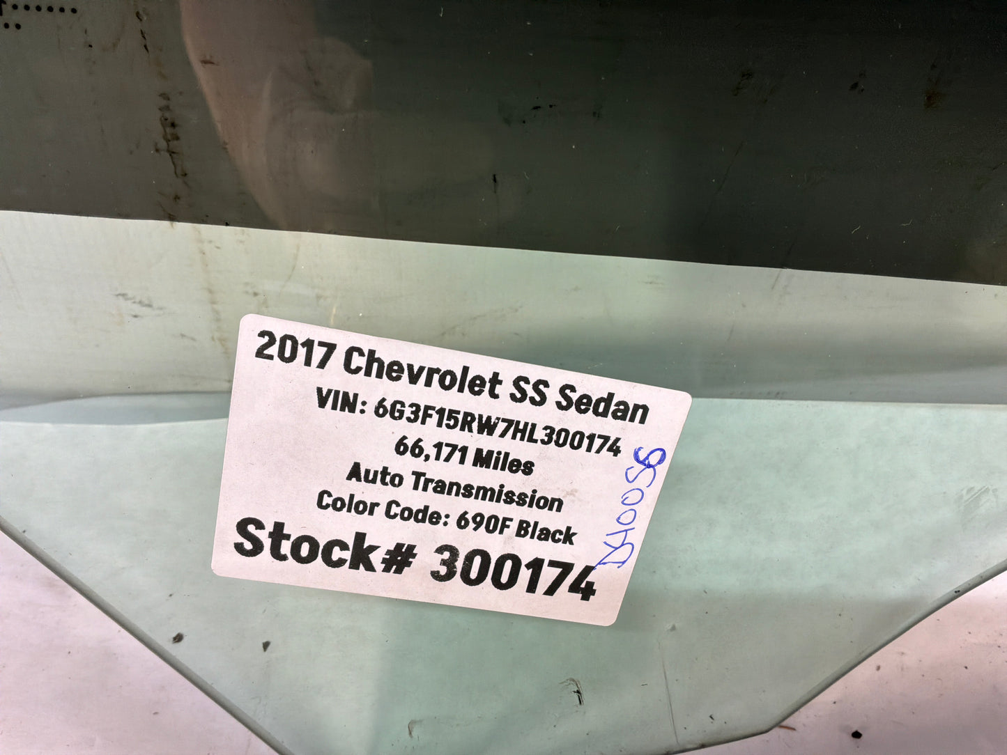 2017 Chevy SS Sedan LH Driver Front Door Window Glass OEM