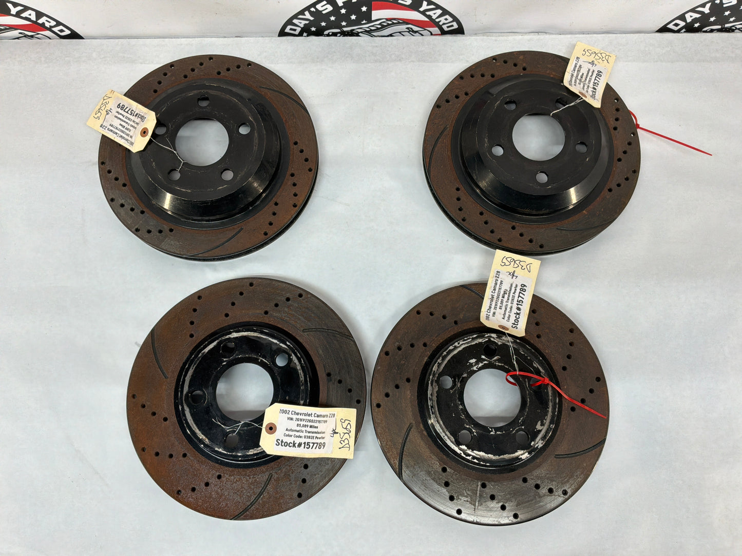 2002 Chevy Camaro Z28 Front and Rear Rotors Drilled and Slotted Rotors OEM