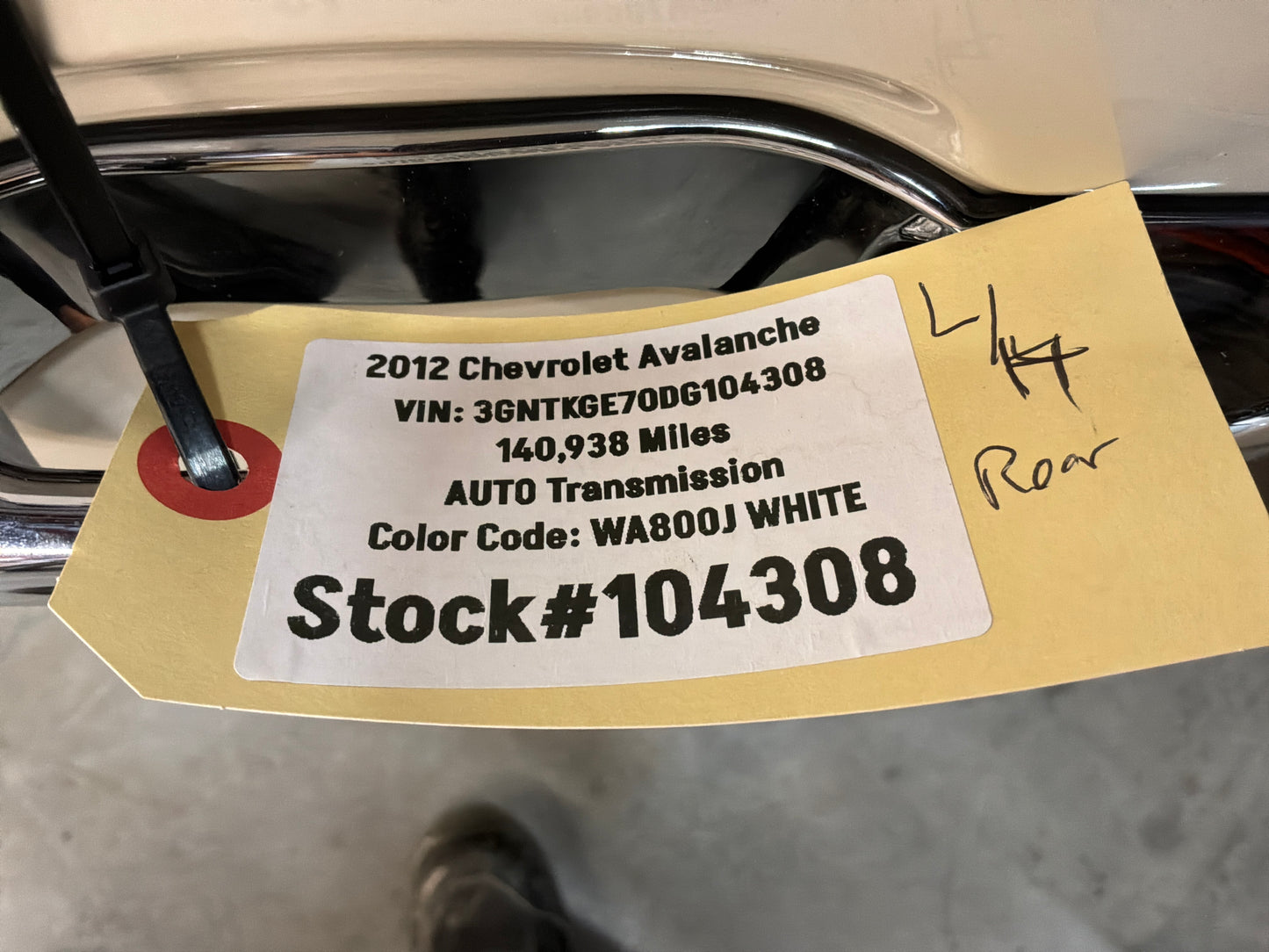 2012 Chevy Avalanche LH Driver Rear Exterior Door White Assembly OEM