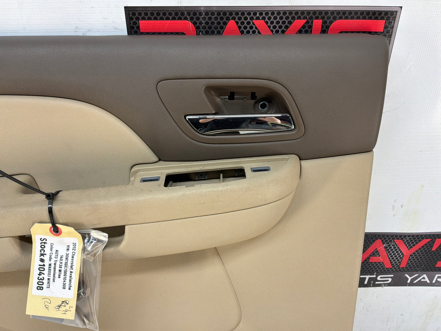 2012 Chevy Avalanche LH Driver Rear Door Panel Cashmere OEM