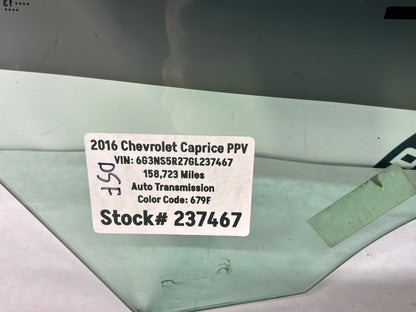 2016 Chevy Caprice PP LH Driver Front Door Window Glass OEM