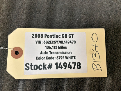 2008 Pontiac G8 GT Front and Rear Floor Mats OEM