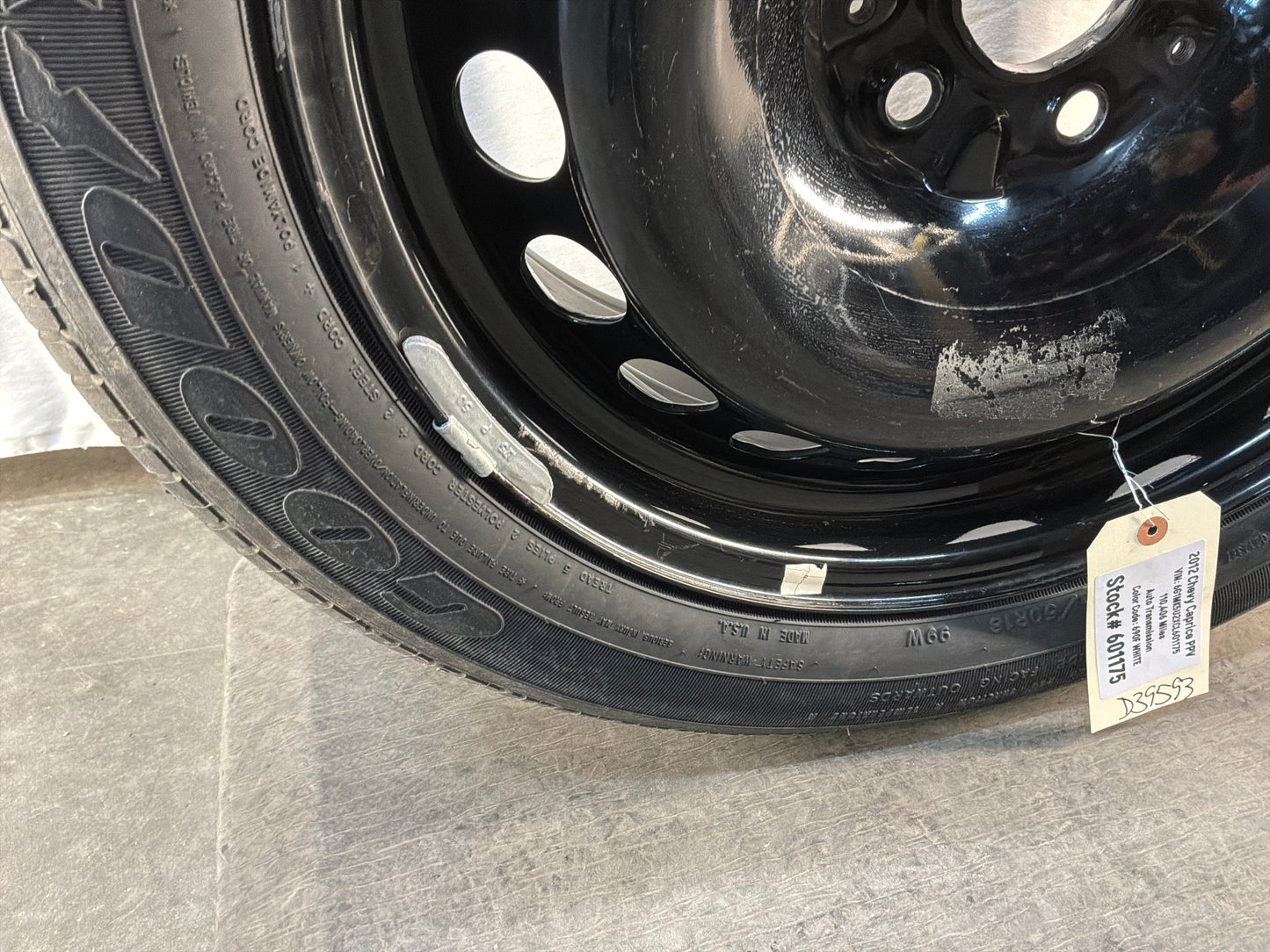 2012 Chevy Caprice PPV  Factory OEM 19X8 Spare Wheel & Tire - Day's Parts Yard
