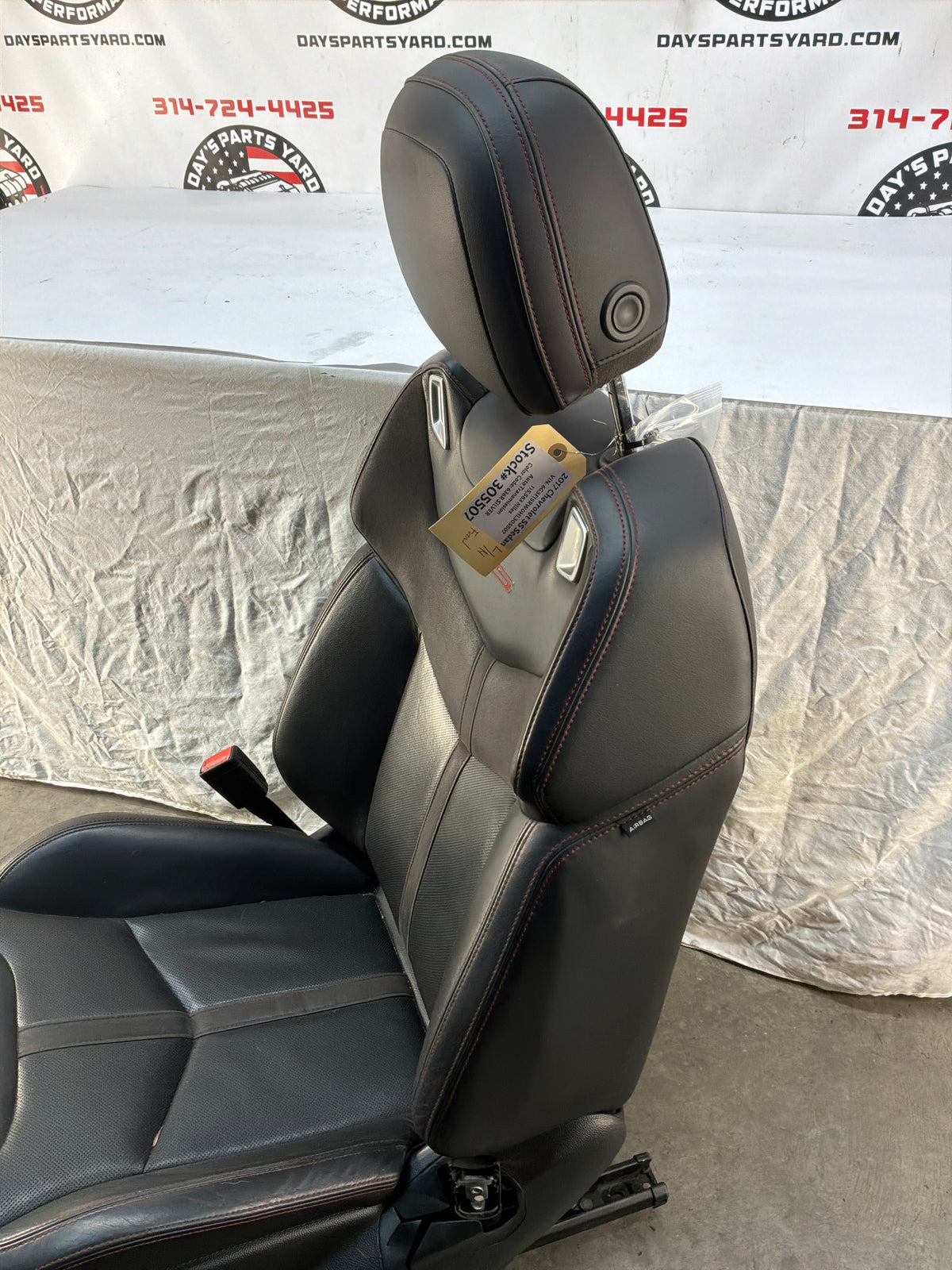 2017 Chevy SS Sedan Front LH Driver Seat Black Leather Alcantara Suede OEM