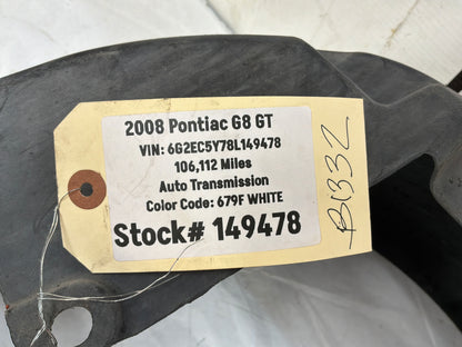 2008 Pontiac G8 GT RH Passenger Front Fender Wheel Well Liner House OEM