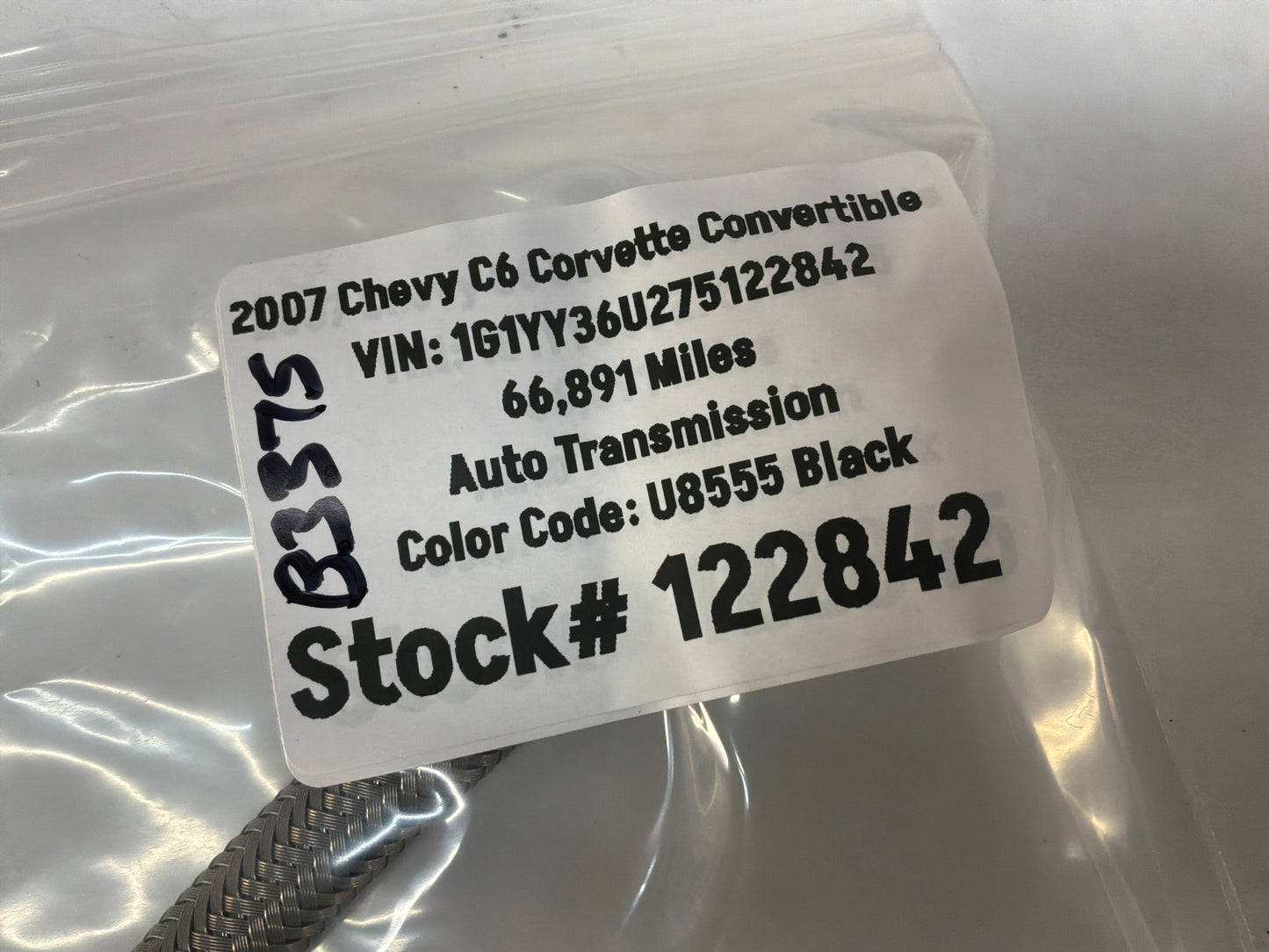 2007 C6 Corvette Convertible Front Engine Fuel Feed Hose Line OEM